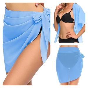 Blue Chiffon Sheer Swimsuit Coverup Sarong NWT